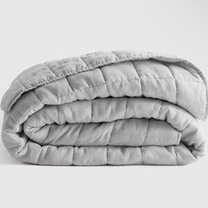 NWOT QUINCE European Linen Box Quilt King/Cal King Light Grey